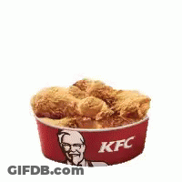 Two Chicken Wings Are In A Kfc Bowl . GIF