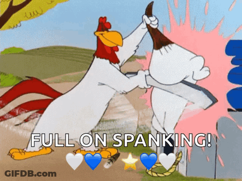 Two Chickens Fighting Full On Spanking GIF