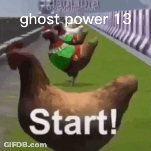 Two Chickens Racing With Ghost Power 13 Start GIF