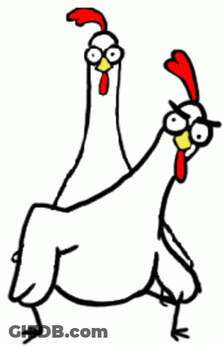 Two Chickens Standing Together GIF