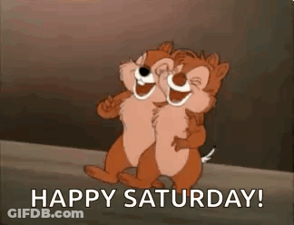 Two Chipmunks Hugging Saying Happy Saturday GIF