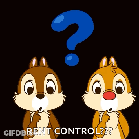 Two Chipmunks With Question Mark And Rent Control GIF