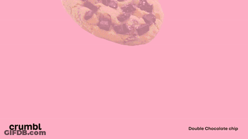Two Chocolate Chip Cookies On A Pink Background GIF