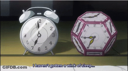 Two Clocks Are Sitting Next To Each Other With One Saying I Haven 'T Gotten A Wink Of Sleep GIF