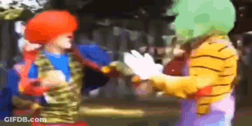 Two Clowns One In Tiger Costume GIF