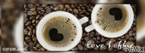 Two Coffee Cups With Heart And Love Koffie GIF