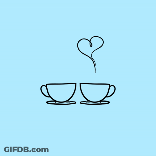 Two Coffee Cups With Heart Good Morning GIF