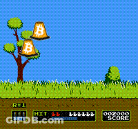 Two Cones With The Letter B On Them Are Hanging From A Tree In A Game GIF