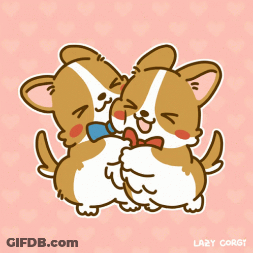 Two Corgi Dogs Hugging Lazy Corgi GIF
