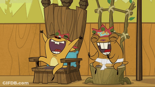 Two Crowned Animals Laughing GIF