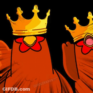 Two Crowned Chickens Standing GIF