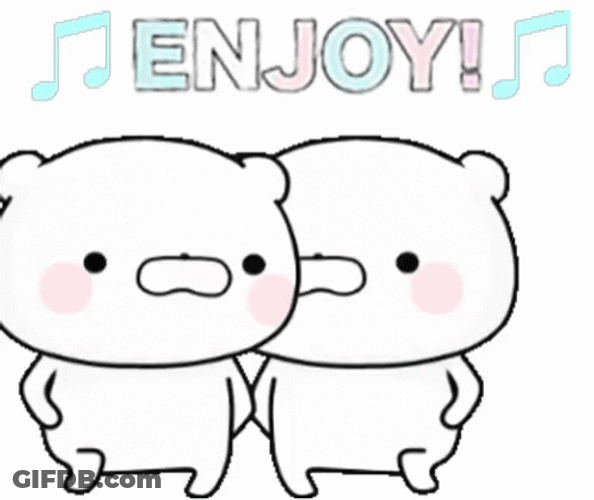Two Cute Enjoy Bears Walking GIF