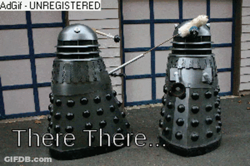 Two Dalek Robots Saying There There GIF