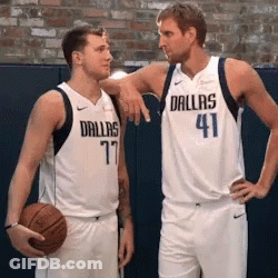 Two Dallas Basketball Players Talking GIF