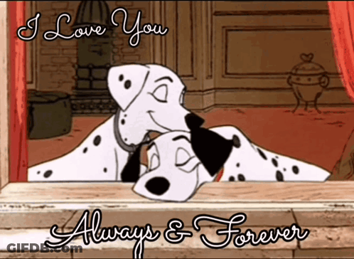 Two Dalmatian Dogs Kissing I Love You Always Forever GIF
