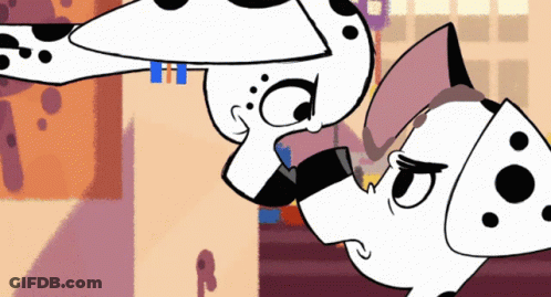 Two Dalmatian Dogs Standing Together One With Tie GIF