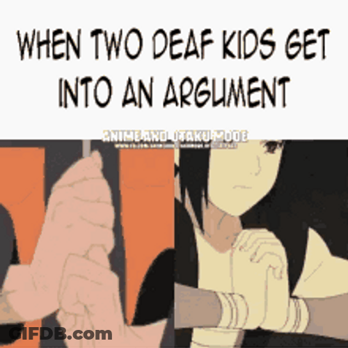 Two Deaf Kids Arguing Anime Meme GIF