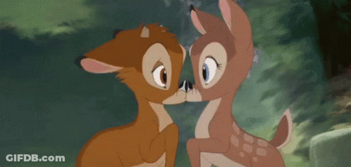 Two Deer Kissing Cartoon GIF