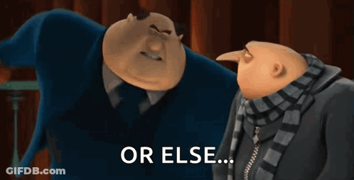 Two Despicable Me Characters Are Standing Next To Each Other And One Is Holding An Apple And The Other Is Holding A Knif GIF