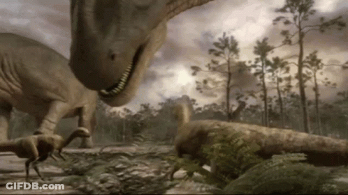Two Dinosaurs Side By Side GIF