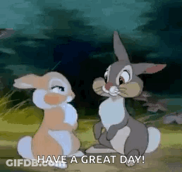 Two Disney Bambi Rabbits Talking GIF