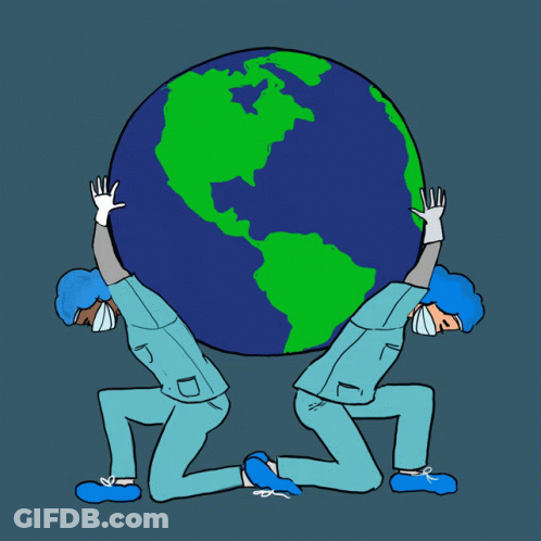 Two Doctors Carrying Globe GIF