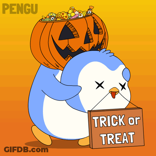 Two Dogs In Halloween Costumes Standing Together GIF