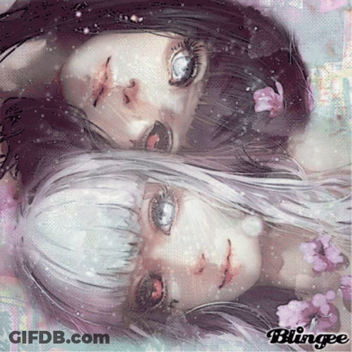 Two Dolls Painting With Blingee GIF