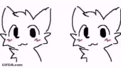 Two Drawings Of A Cat With Different Facial Expressions GIF