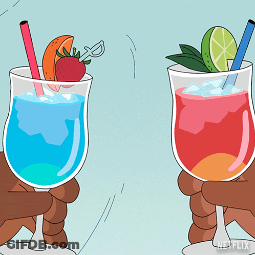 Two Drinks With Straws And Netflix Logo GIF