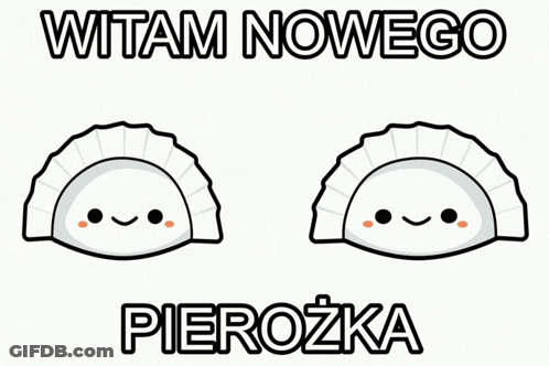 Two Dumplings Shaking Hands Saying Witam Nowego Pierozka GIF