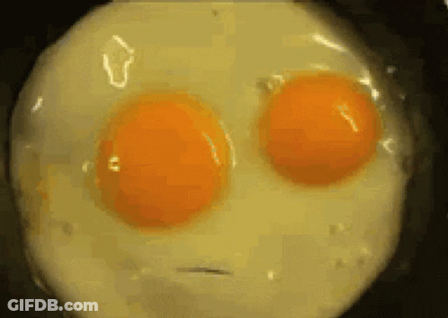 Two Eggs In Pan Looking Like A Face GIF