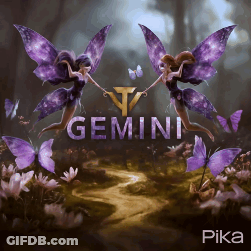 Two Fairies Holding Hands With Gemini GIF