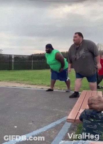 Two Fat Men Playing Basketball GIF