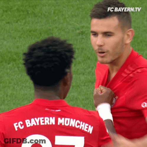 Two FC Bayern München Soccer Players On Field GIF