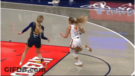 Two Female Basketball Players On Cheetos Court GIF