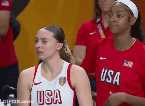 Two Female Basketball Players Wearing Usa Uniforms GIF
