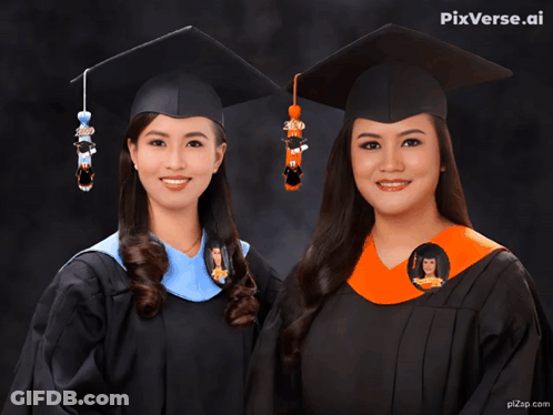Two Female Graduates Smiling GIF