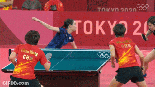 Two Female Ping Pong Players Tokyo 2020 GIF