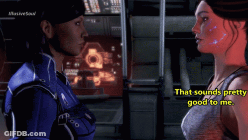Two Female Video Game Characters Are Looking At Each Other And One Of Them Says " That Sounds Pretty Good To Me " GIF