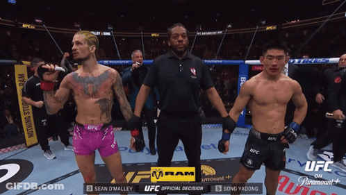 Two Fighters And Referee UFC On Paramount GIF