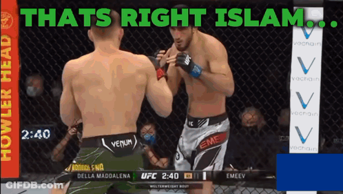 Two Fighters Fighting In Cage Thats Right Islam GIF