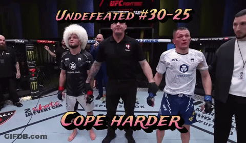 Two Fighters In Boxing Ring Saying Cope Harder GIF