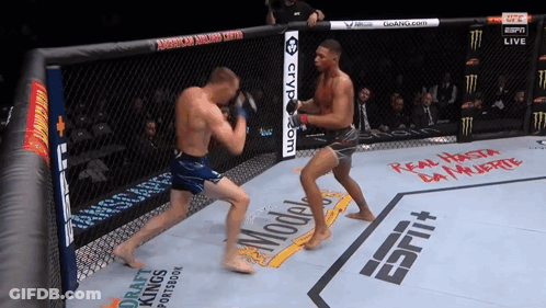 Two Fighters In Boxing Ring With ESPN On Corner GIF