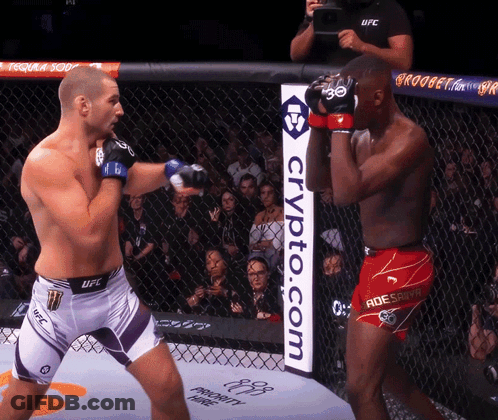 Two Fighters In Cage With Crypto.com Sign GIF
