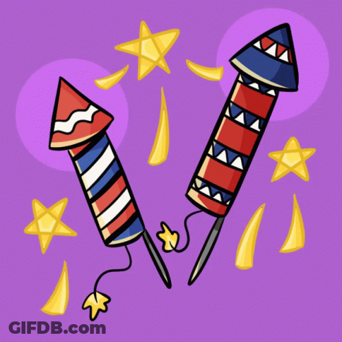 Two Fireworks Rockets With Stars GIF