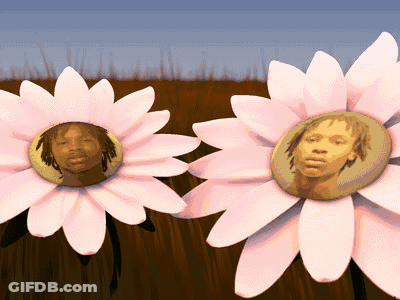 Two Flowers With Man's Face GIF
