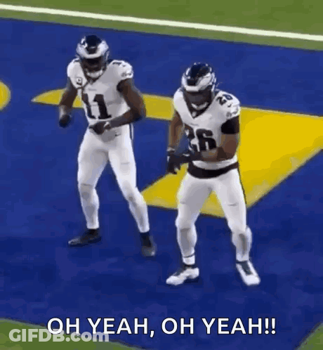 Two Football Players Dancing Oh Yeah Oh Yeah GIF