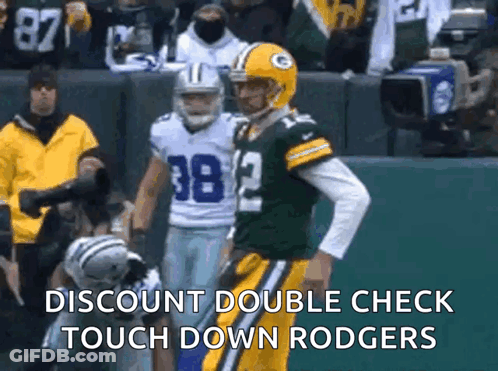 Two Football Players Discount Double Check Touch Down Rodgers GIF