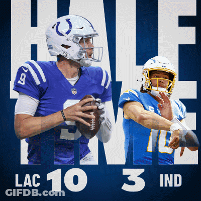 Two Football Players Half Time LAC 10 3 IND GIF